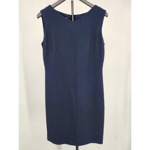 Rena Rowan Navy Blue Sleeveless V-Neck Sheath Dress Size 6 Professional Workwear